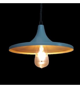 RİOLİGHT RETRO BEYAZ İÇİ SARI TEKLİ METAL SARKIT AVİZE ÇAP: 27CM (Siyah)