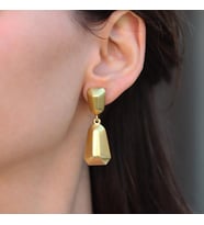 Mozaik Gold Bombeli Gümüş Küpe