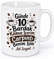 Günde On Bardak Kahve Tüketen Çarpıntı Garantili Çılgın Kupa Hediye Bardak