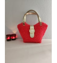 Zara Model, Fuşya, Peluş, Handmade, Kanvas ,Kadın El Çantası