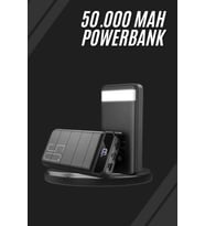 Taşınabilir Powerbank 50.000 mAh 4 Girişli Hızlı Şarj Led Göstergeli Fenerli Şarj
