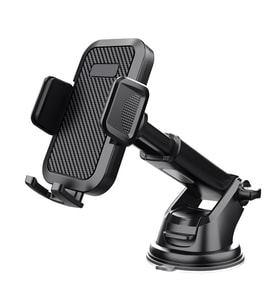 Araç İçi Telefon Tutucu Vantuzlu Teleskopik Kollu 360° Döner Cam ve Torpido Uyumlu Telefon Standı (Siyah)