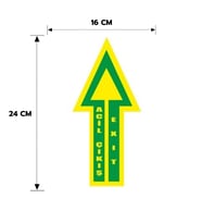6 Adet Yukarı Yöne Acil Çıkış Levhası, Yapışkanlı Sticker Levha, 16x24, 20x30 (A4), 30x42 (A3) Cm Boyut Seçenekleriyle Folyo Baskı Sticker Kişiselleştiirlebilir Levha