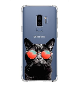 PrintiFy Samsung Galaxy S9 Plus Uyumlu Kedi 3 Baskılı Şeffaf Köşe Korumalı Antişok Kılıf