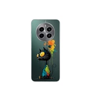 Realme 12 ile Uyumlu Splash Kedi Tasarımlı Şeffaf Silikon Kılıf