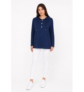 Kadın Kapüşonlu Lacivert Sweatshirt