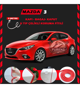Mazda 3 Oto Araç Kapı Koruma Fitili 5metre Parlak Kırmızı Renk