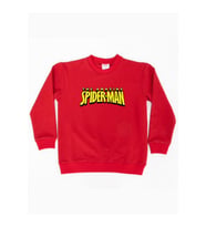 Spiderman baskılı örümcek adam pamuklu kumaş çocuk sweatshirt (Kırmızı)