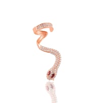 Söğütlü Silver Gümüş rose zirkon ve kök yakut taşlı yılan kıkırdak küpe
