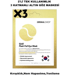 Dermal 3 ADET Tek Kullanımlık 3 Katmanlı Altın Folyo Göz Maskesi X3 Adet