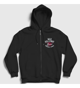 Presmono Unisex Siyah Blessed Mma Ufc Max Holloway Fermuarlı Kapüşonlu Sweatshirt 474000tt