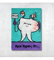 Apse Yapmış Diş Tasarımlı MDF Tablo - 20x28 cm Diş Kliniği Dekoratif Levha