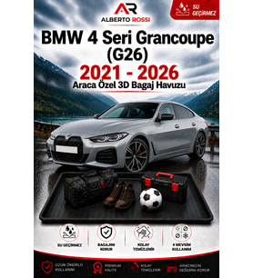 BMW 4 Seri Grancoupe (G26) 2021 - 2026 Araca Özel 3D Bagaj Havuzu