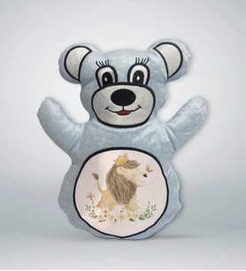 BK Gift Sevimli Aslan Tasarımlı Mavi Ayıcık Yastık-1