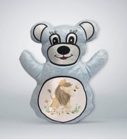 BK Gift Sevimli Aslan Tasarımlı Mavi Ayıcık Yastık-1