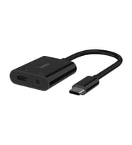 Belkin RockStar USB-C Şarj Adaptörlü 3,5 mm Ses, iPad Pro, Galaxy, Note, Google Pixel, LG G6, Sony Xperia, OnePlus ve Daha Fazlası ile Uyumlu USB-C Ses Adaptörü - Siyah Outlet