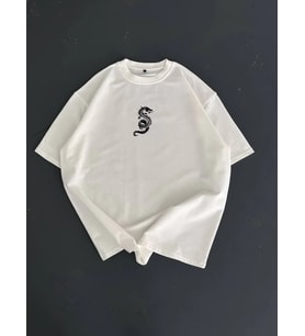 Erkek Ön ve Arka Baskılı T-Shirt Kısa Kol Bisiklet Yaka Regular Fit Tişört - Beyaz