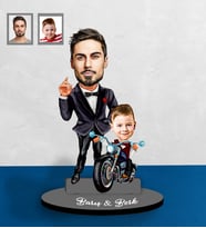 Kişiye Özel Babalar Günü Baba Erkek Çocuk Karikatürlü Ahşap Biblo Model-4