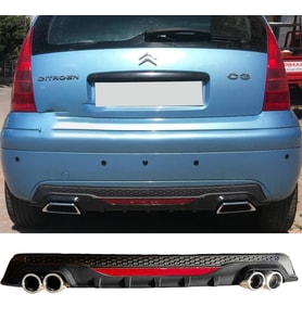 Peugeot 407 Siyah Difüzör Difizör Yuvarlak Egzoz Görünüm Reflektörlü