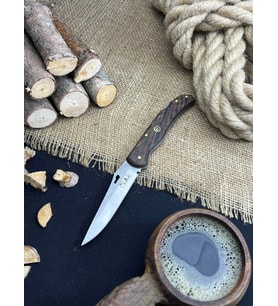 Outdoor Bıçak Piknik Çakısı Kamp Bıçağı 23 cm Sivri Kilitli Deri Kılıf Hediyeli Venge Ağacı Saplı Katlanabilir Çakı Hediyelik Eşya