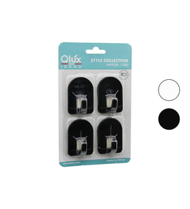 QLUX L-00950 4PCS DOME ASKI NO-2 KUBBELİ - SİYAH - BEYAZ - PLASTİK ASKI YAPIŞKANLI MONTAJ (5690)