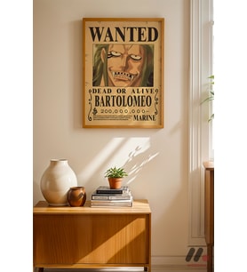 One Piece Bartolomeo Wanted Poster, Ahşap Çerçeveli Duvar Tablosu - Anime Severlere