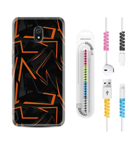 Xiaomi Redmi 8A 8 Pro 9C 9T 10C 11T Pro Kılıf Kablo Koruma Spiral Silikon Zigzaglar 1651