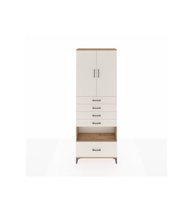 Arges Dolap 4 Raflı 5 Çekmeceli 2 Kapaklı 88x30x243 Çam-Aytaşı