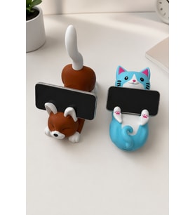 2'li Set Kedi Figürlü Telefon Tutucu Stand - 3D Baskı Ofis Masaüstü Aksesuarı ve Biblo