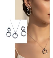 Gümüş Vintage Tasarım Asma Halka Kolye Küpe Kadın Set Sevgililer Günü Hediye