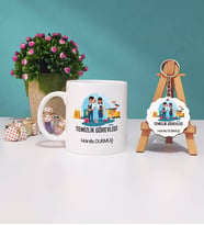 Temizlik Görevlisi Kupa Bardak ve Ahşap Anahtarlık Hediye Seti