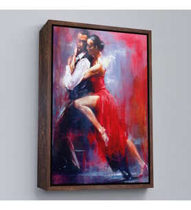 Çerçeveli Tango Yapan Çift Dekoratif Duvar Tablosu (Kahverengi)