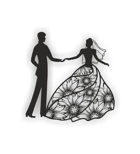 AS TASARIM LAZER gelin damat modeli ahşap dekorasyon duvar süs tablo siyah renk 25x25 cm