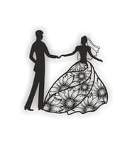 AS TASARIM LAZER gelin damat modeli ahşap dekorasyon duvar süs tablo siyah renk 25x25 cm
