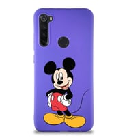 Xiaomi Redmi Note 8 Soft Premier Kapak Mickey Mouse-E Tasarımlı Silikon Kılıf - Mor (Şeffaf)