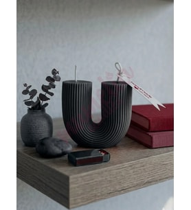 Mumelia Candles Antik Sütun - Doğal Soya Blok Dekoratif Mum - Koyu Gri