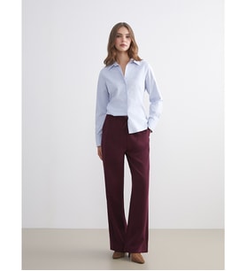 LCW Modest Bordo Beli Lastikli Geniş Paça Kadın Pantolon