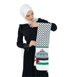 Püsküllü Filistin Bayraklı Küdüs Baskılı Gazze Şal S300004