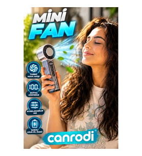 Dijital Göstergeli Şarjlı Mini Fan – Turbo Hava Akışlı Ayarlanabilir Hız