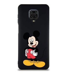 Xiaomi Redmi Note 9S Soft Premier Kapak Mickey Mouse-E Tasarımlı Silikon Kılıf - Siyah (Şeffaf)