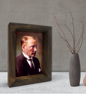 BK Gift Atatürk Tasarımlı Dekoratif Doğal Masif Ahşap Çerçeve 15x20cm-4 (Beyaz)