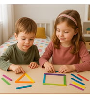 Stick Puzzle Eğitici Ahşap Çubuk Seti – 12 Parça Renkli Şekil Oyunu