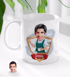 BK Gift Kişiye Özel İsimli Barista Karikatürlü Beyaz Kupa Bardak-2