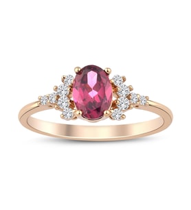 Oval Rhodolite Pırlanta Tektaş Yüzük
