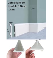 8cmx120cm Munut PVC Süpürgelik Suya Neme Dayanıklı PVC Parke Seramik Salon Mutfak Süpürgeliği (Beyaz)