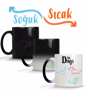 The Dinos White Dinozorlar Sihirli Kupa Bardak Porselen