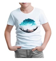 Earth Under Clouds Beyaz Çocuk Tshirt