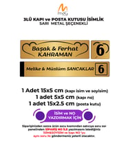 ALTIN METAL KAPI İSİMLİĞİ SETİ 3'LÜ - KAPI İSİMLİĞİ, KAPI NUMARASI, POSTA KUTUSU İSİMLİĞİ