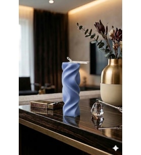 Sonsuz Döngü Mum - Mumelia Candles Doğal Soya, El Yapımı, Dekoratif - Buz Mavisi