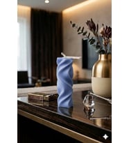Sonsuz Döngü Mum - Mumelia Candles Doğal Soya, El Yapımı, Dekoratif - Buz Mavisi
